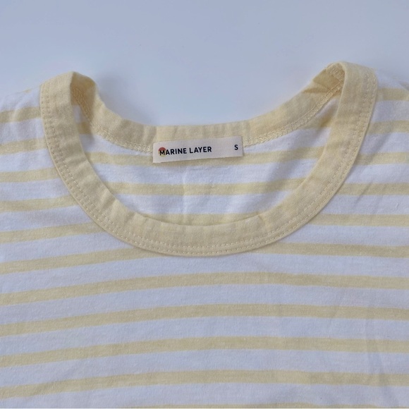 Marine Layer Women's Yellow White Striped Crewneck Short sleeve Tee Size Small - Picture 3 of 7